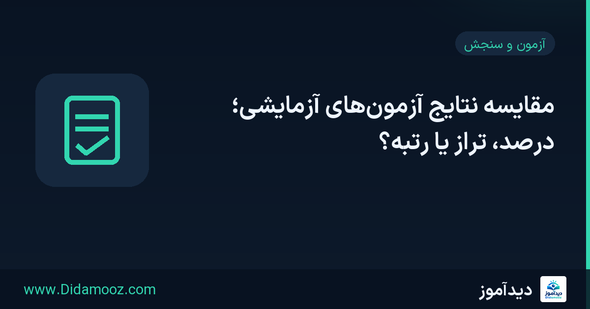 مقایسه نتایج آزمون‌های آزمایشی با کارنامه، نمودار روند و تحلیل درس در مؤسسهٔ آموزشی